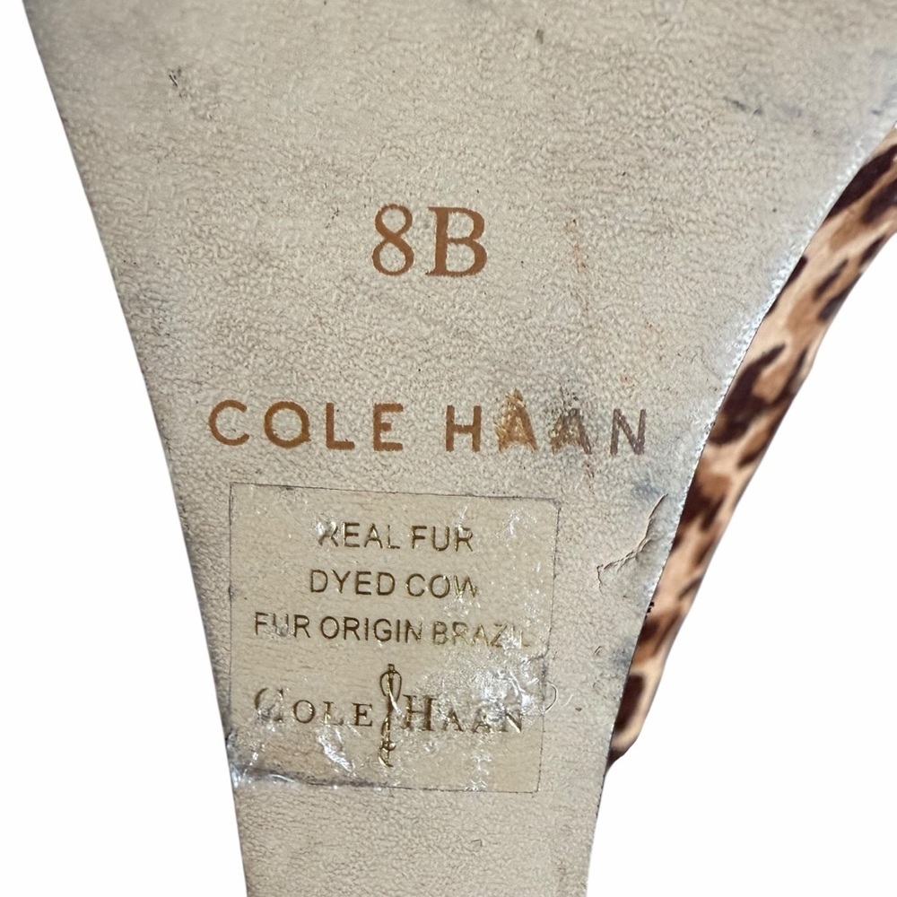 Cole Haan Leopard Print Calf Hair Black Patent Wedge Heels Size 8 - Picture 16 of 16